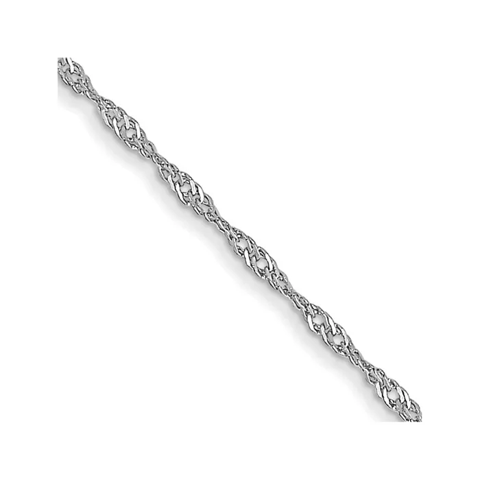 QGold 14K White Gold 16 inch Carded 1mm Singapore with Spring Ring Clasp Chain Necklace Necklaces QGold 14K White Gold 16 inch Carded 1mm Singapore with Spring Ring Clasp Chain Necklace Necklaces