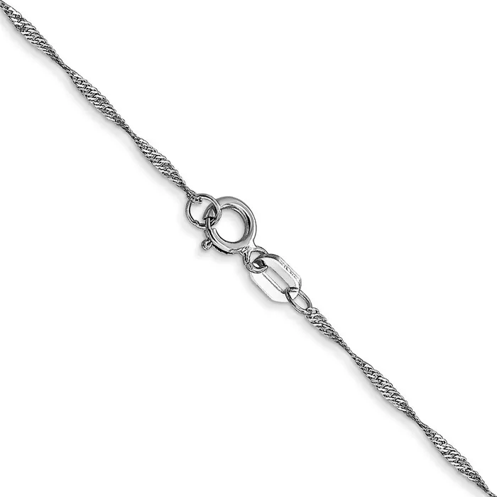 QGold 14K White Gold 16 inch Carded 1mm Singapore with Spring Ring Clasp Chain Necklace Necklaces QGold 14K White Gold 16 inch Carded 1mm Singapore with Spring Ring Clasp Chain Necklace Necklaces