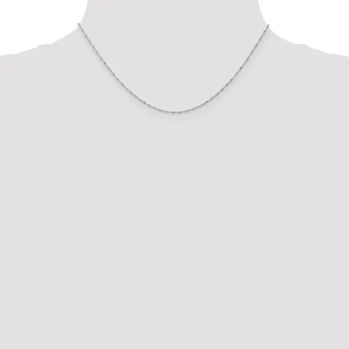 QGold 14K White Gold 16 inch Carded 1mm Singapore with Spring Ring Clasp Chain Necklace Necklaces QGold 14K White Gold 16 inch Carded 1mm Singapore with Spring Ring Clasp Chain Necklace Necklaces