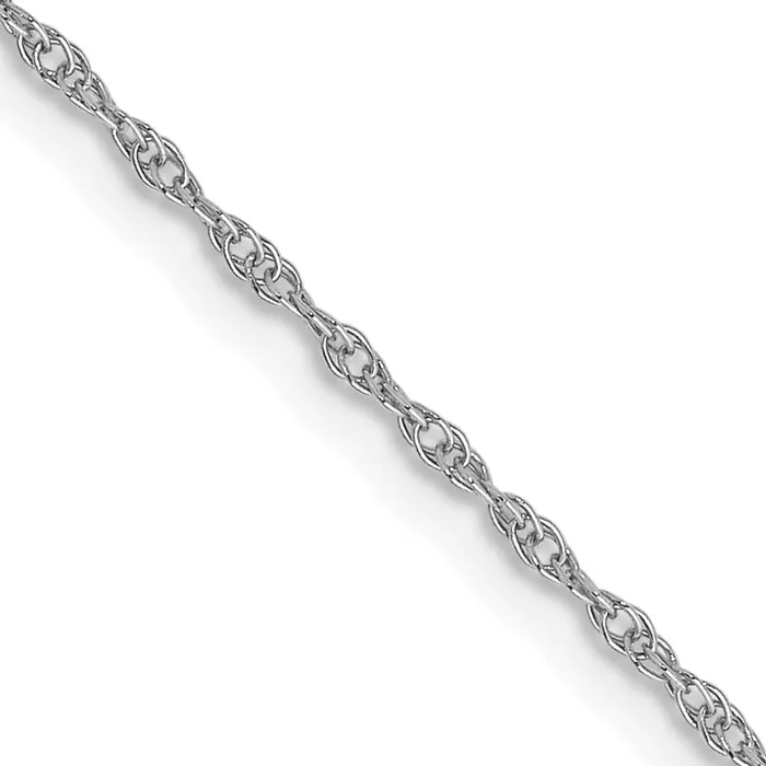QGold Necklaces 14K White Gold 14 inch Carded 95mm Cable Rope with Spring Ring Clasp Children Necklace Chain Necklace