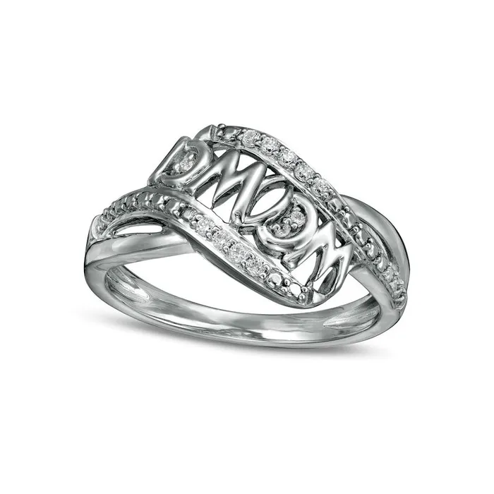 Rings 007 CT TW Natural Diamond mama Wave Ring in Sterling Silver Goldia
