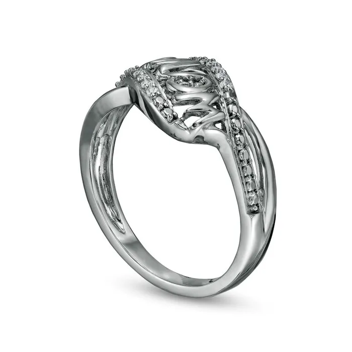 Rings 007 CT TW Natural Diamond mama Wave Ring in Sterling Silver Goldia Rings 007 CT TW Natural Diamond mama Wave Ring in Sterling Silver Goldia