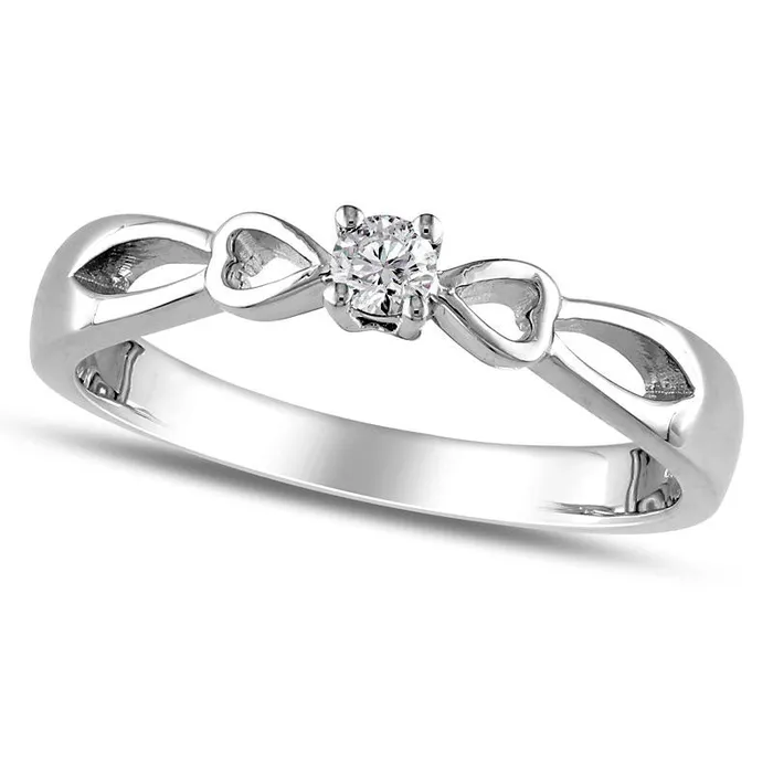 Rings 010 CT Natural Diamond Solitaire Promise Ring in Sterling Silver Goldia Rings 010 CT Natural Diamond Solitaire Promise Ring in Sterling Silver Goldia
