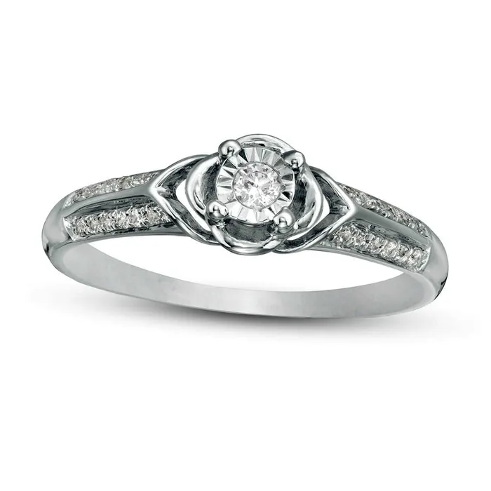 Rings 017 CT TW Natural Diamond Collar Clover Promise Ring in Solid 10K White Gold Goldia Rings 017 CT TW Natural Diamond Collar Clover Promise Ring in Solid 10K White Gold Goldia