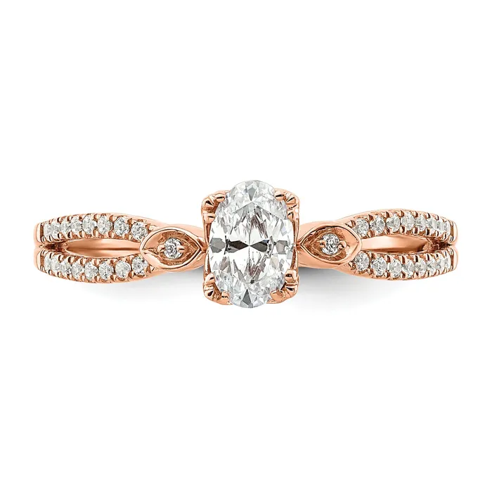 Rings 050ct CZ Solid Real 14k Rose Polish 12ct Oval Engagement Dia Ring Goldia
