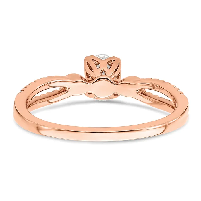Rings 050ct CZ Solid Real 14k Rose Polish 12ct Oval Engagement Dia Ring Goldia