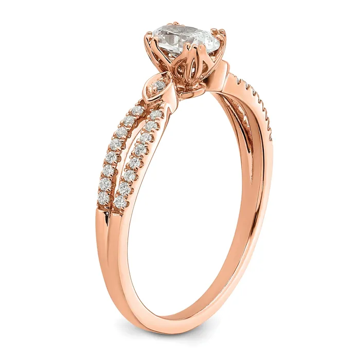 Rings 050ct CZ Solid Real 14k Rose Polish 12ct Oval Engagement Dia Ring Goldia