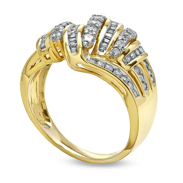 Rings 075 CT TW Natural Diamond Swirl Ring in Solid 10K Yellow Gold Goldia Rings 075 CT TW Natural Diamond Swirl Ring in Solid 10K Yellow Gold Goldia