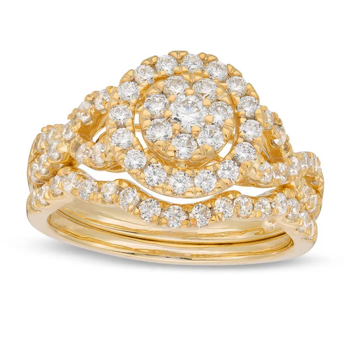 Rings 10 CT TW Composite Natural Diamond Frame Bridal Engagement Ring Set in Solid 10K Yellow Gold Goldia Rings 10 CT TW Composite Natural Diamond Frame Bridal Engagement Ring Set in Solid 10K Yellow Gold Goldia