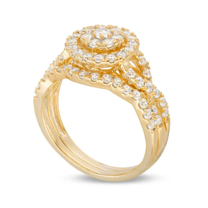 Rings 10 CT TW Composite Natural Diamond Frame Bridal Engagement Ring Set in Solid 10K Yellow Gold Goldia Rings 10 CT TW Composite Natural Diamond Frame Bridal Engagement Ring Set in Solid 10K Yellow Gold Goldia