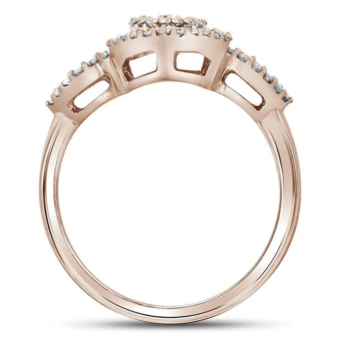 Rings 10k Rose Gold Round Brown Diamond Heart Cluster Ring 38 Cttw gndatlanta