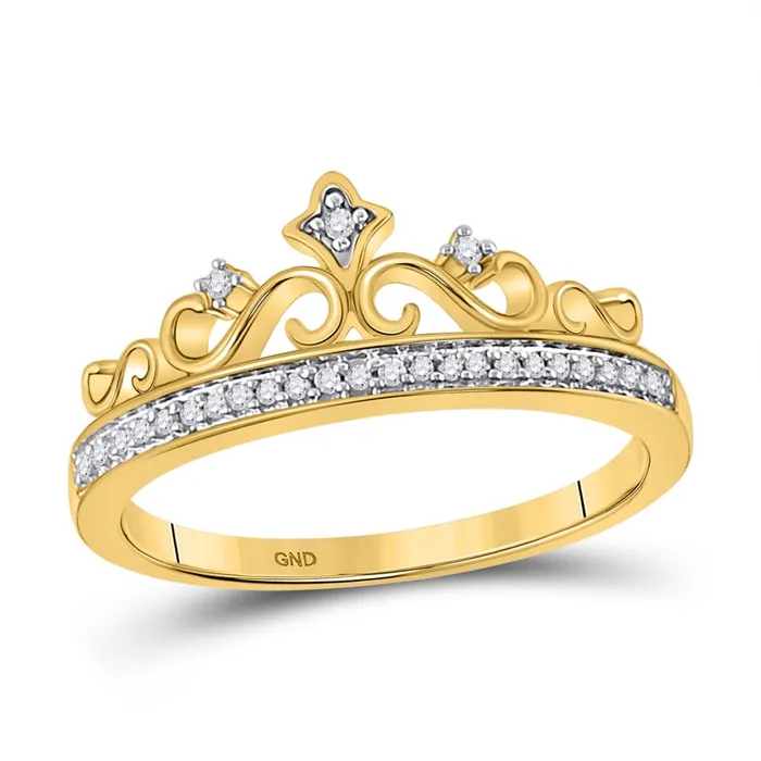 Rings 10k Yellow Gold Round Diamond Crown Tiara Band Ring 110 Cttw gndatlanta Rings 10k Yellow Gold Round Diamond Crown Tiara Band Ring 110 Cttw gndatlanta