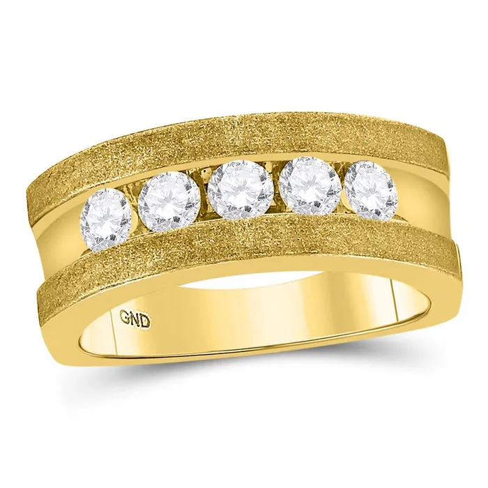 Rings 10k Yellow Gold Round Diamond Single Row 5Stone Wedding Band Ring 12 Cttw gndatlanta