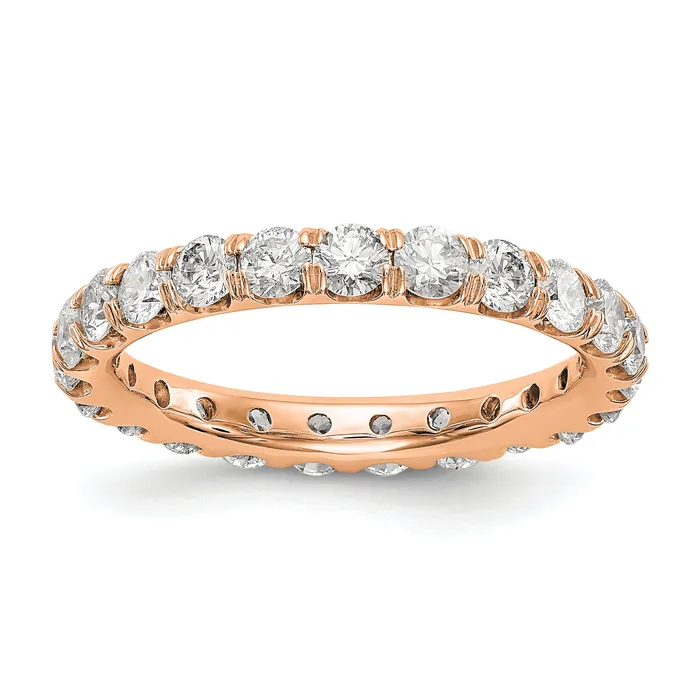 Rings 14k Rose Gold 2 Ct Lab Grown Diamond VSSI G Shared Prong Eternity Band Ring Goldia Rings 14k Rose Gold 2 Ct Lab Grown Diamond VSSI G Shared Prong Eternity Band Ring Goldia