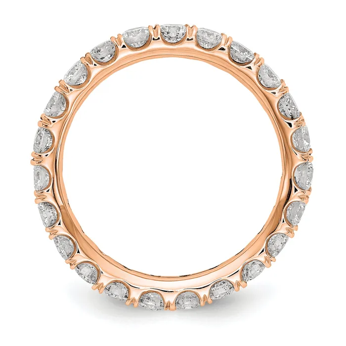 Rings 14k Rose Gold 2 Ct Lab Grown Diamond VSSI G Shared Prong Eternity Band Ring Goldia