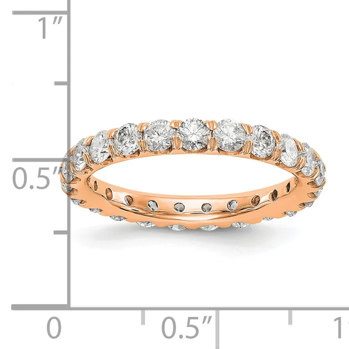 Rings 14k Rose Gold 2 Ct Lab Grown Diamond VSSI G Shared Prong Eternity Band Ring Goldia