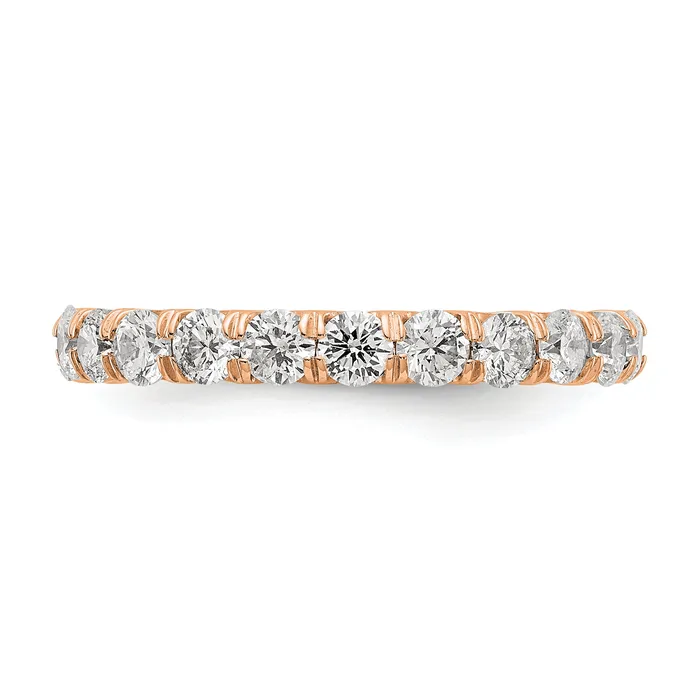 Rings 14k Rose Gold 2 Ct Lab Grown Diamond VSSI G Shared Prong Eternity Band Ring Goldia