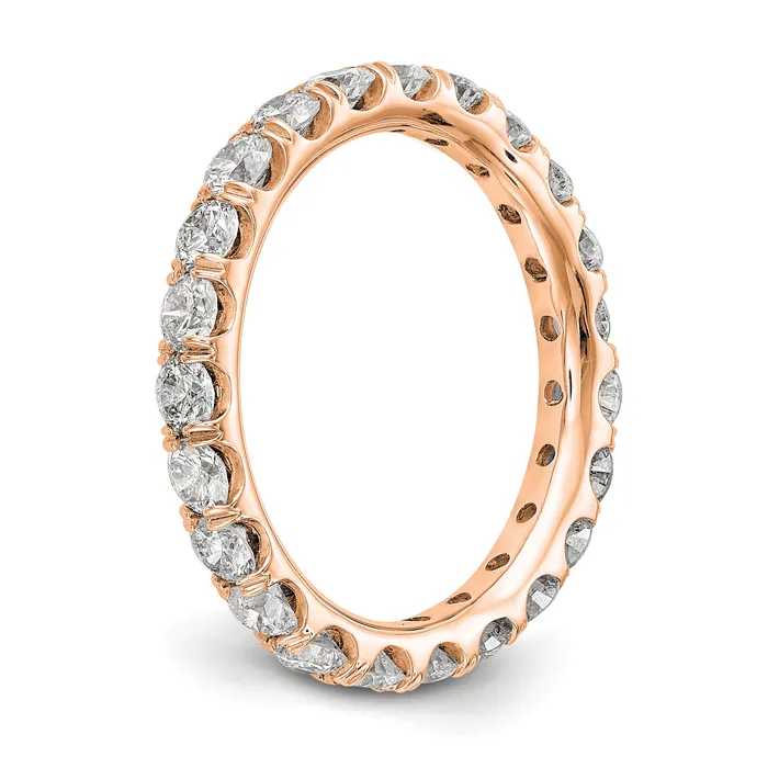 Rings 14k Rose Gold 2 Ct Lab Grown Diamond VSSI G Shared Prong Eternity Band Ring Goldia