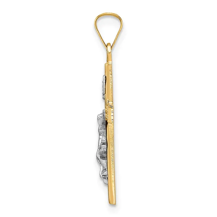 Rings 14k Twotone Gold Polished Solid INRI Crucifix Pendant Goldia