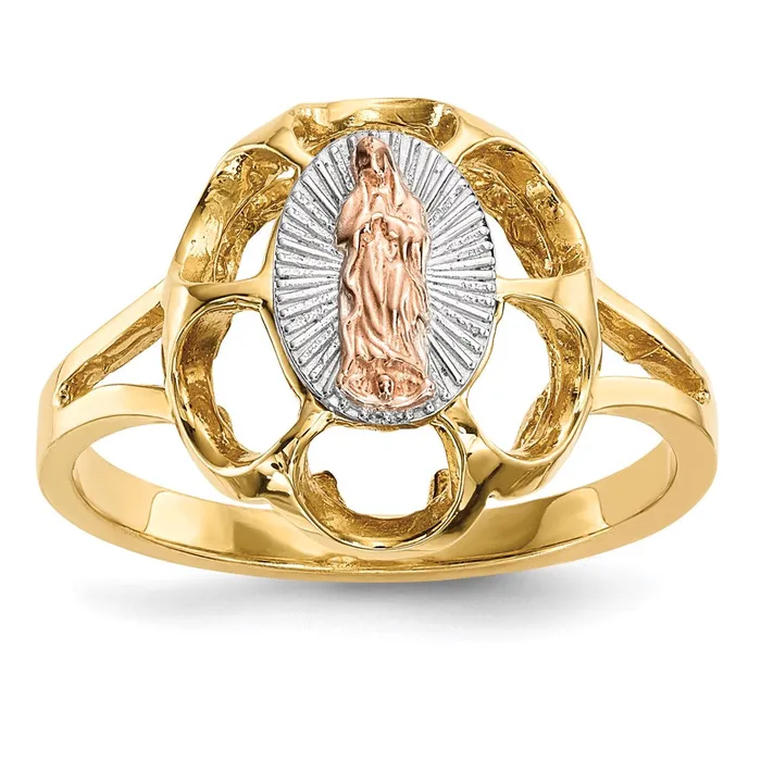 Rings 14k Twotone Gold wWhite Rhodium Polished Our Lady of Guadalupe Ring Goldia Rings 14k Twotone Gold wWhite Rhodium Polished Our Lady of Guadalupe Ring Goldia