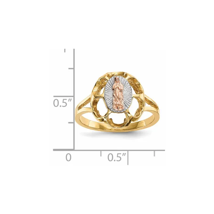 Rings 14k Twotone Gold wWhite Rhodium Polished Our Lady of Guadalupe Ring Goldia