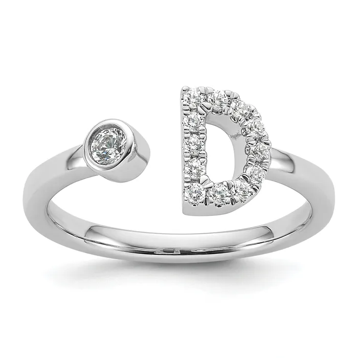 Rings 14k White Gold 15 Ct Lab Grown Diamond VSSI G Initial D Adjustable Ring Goldia Rings 14k White Gold 15 Ct Lab Grown Diamond VSSI G Initial D Adjustable Ring Goldia