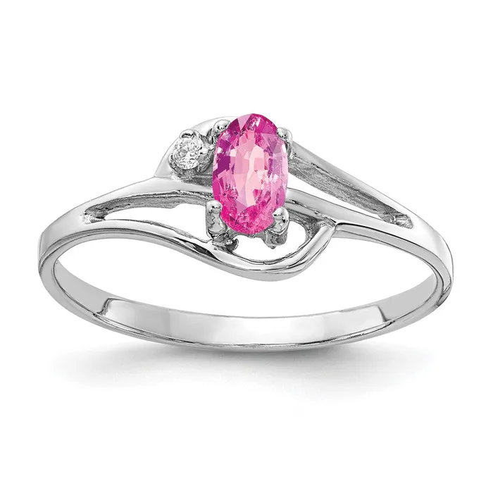 Rings 14k White Gold 5x3mm Oval Pink Sapphire VS Real Diamond ring Goldiacom Rings 14k White Gold 5x3mm Oval Pink Sapphire VS Real Diamond ring Goldiacom