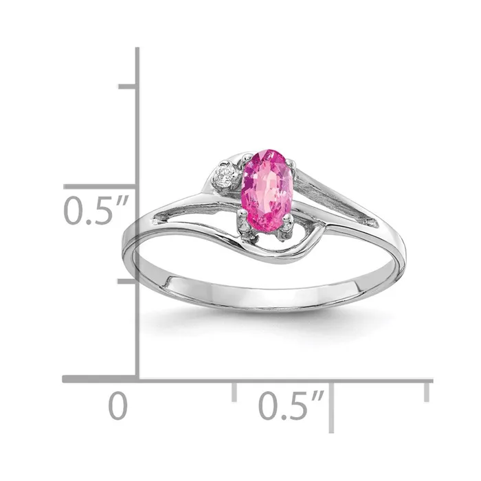 Rings 14k White Gold 5x3mm Oval Pink Sapphire VS Real Diamond ring Goldiacom