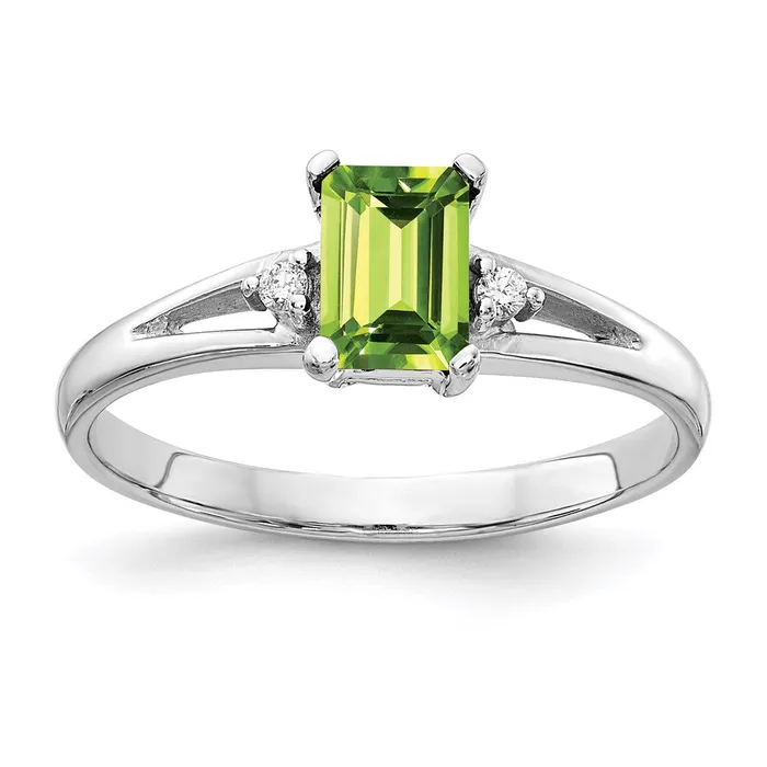 Rings 14k White Gold 6x4mm Emerald Cut Peridot A Real Diamond ring Goldia Rings 14k White Gold 6x4mm Emerald Cut Peridot A Real Diamond ring Goldia