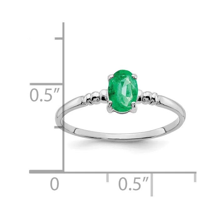 Rings 14k White Gold 6x4mm Oval Emerald ring Goldia