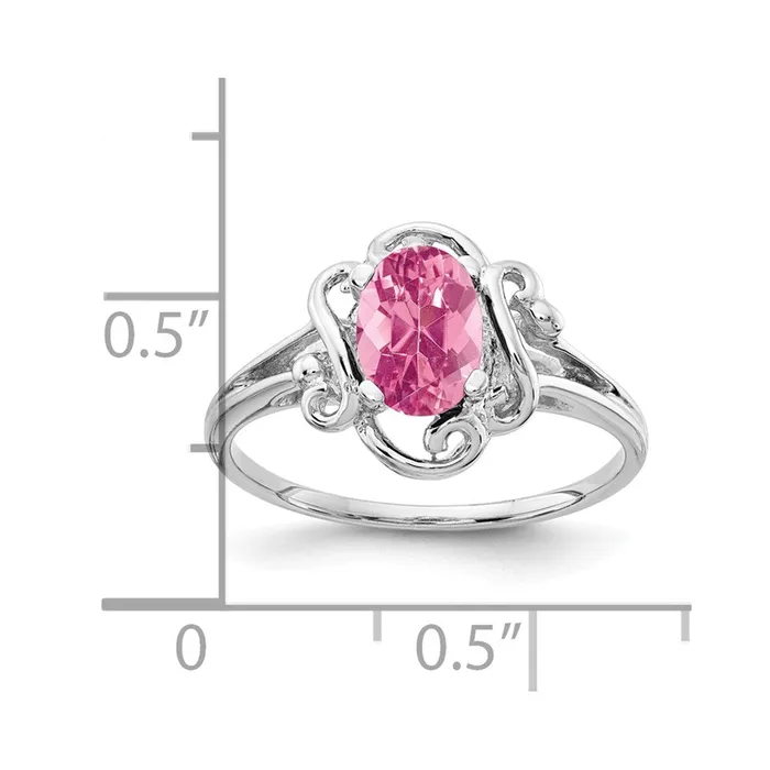 Rings 14k White Gold 7x5mm Oval Pink Tourmaline ring Goldia