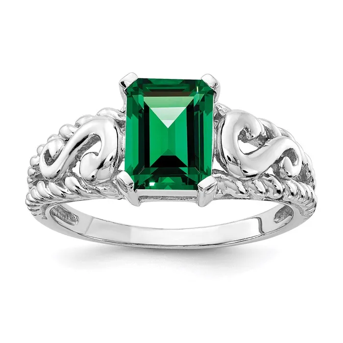 Rings 14k White Gold 8x6mm Emerald Cut Mount St Helens ring Goldia