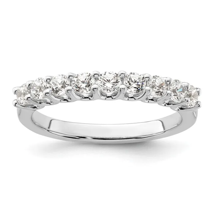 Rings 14K White Gold 9Stone Real Diamond Band goldiaca
