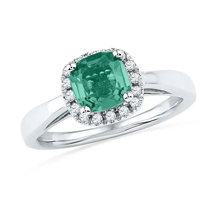 Rings 14k White Gold Created Emerald Diamond Ring 112 Cttw gndatlanta