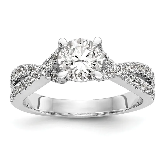 Rings 14k White Gold Diamond Round CZ By Pass Engagement Ring Goldiacom