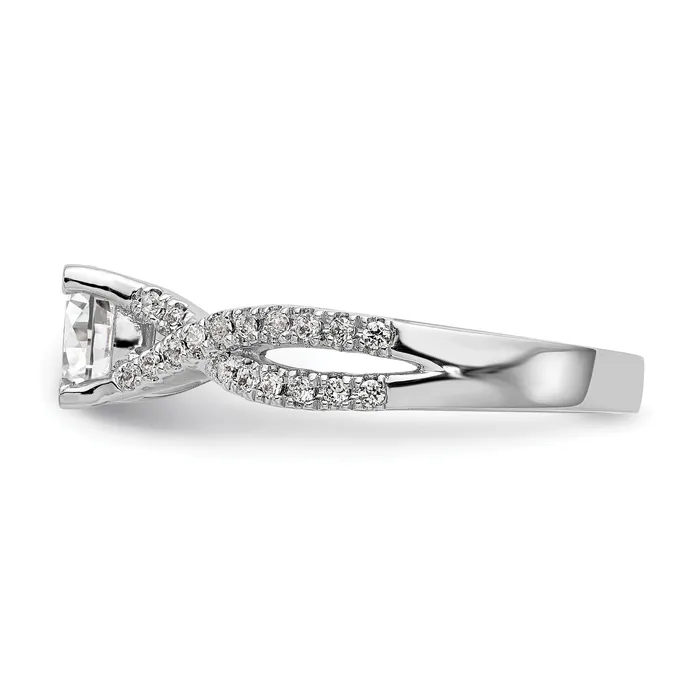 Rings 14k White Gold Diamond Round CZ By Pass Engagement Ring Goldiacom