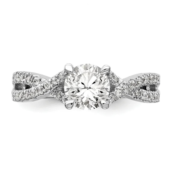 Rings 14k White Gold Diamond Round CZ By Pass Engagement Ring Goldiacom
