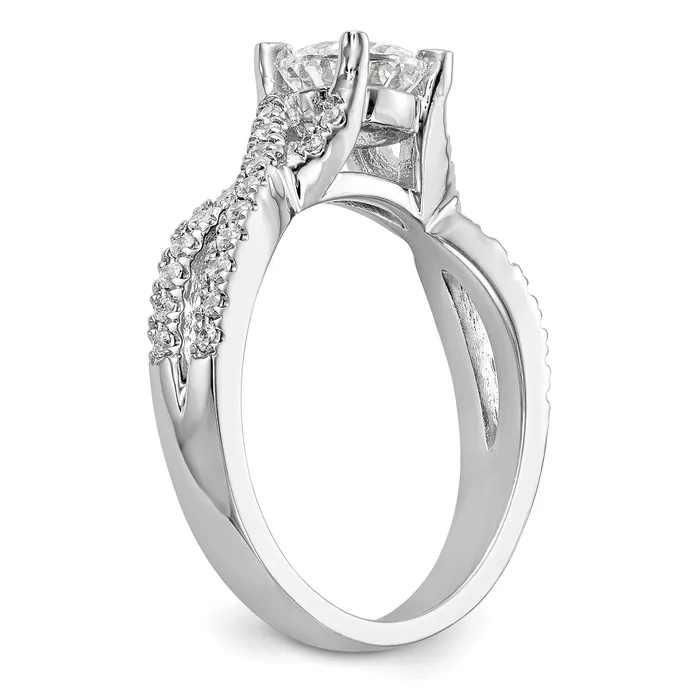 Rings 14k White Gold Diamond Round CZ By Pass Engagement Ring Goldiacom