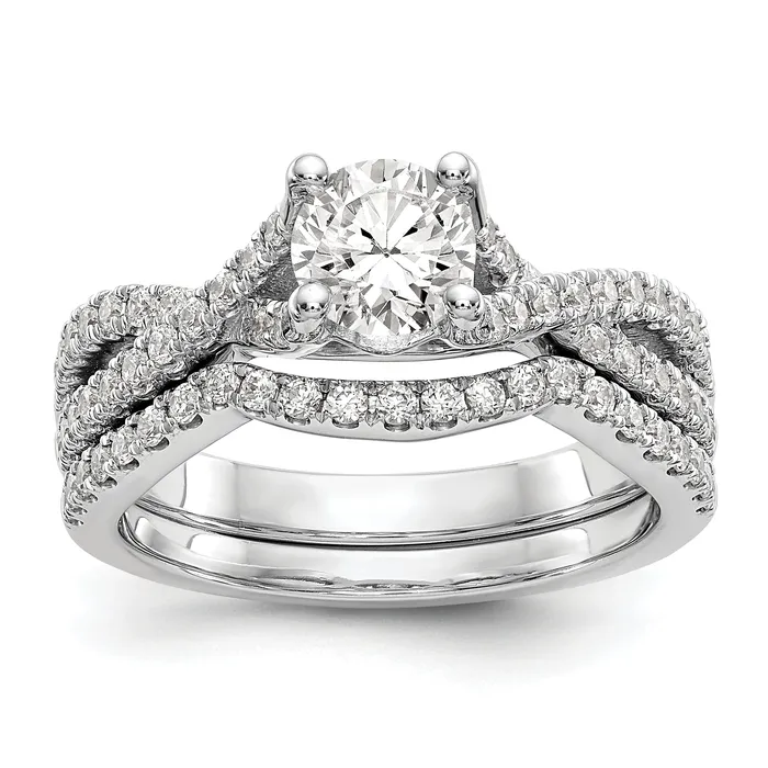Rings 14k White Gold Diamond Round CZ By Pass Engagement Ring Goldiacom