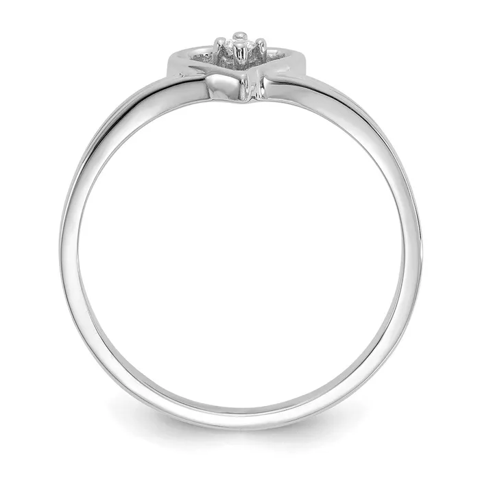 Rings 14k White Gold Polished AA Diamond Heart Ring Goldia