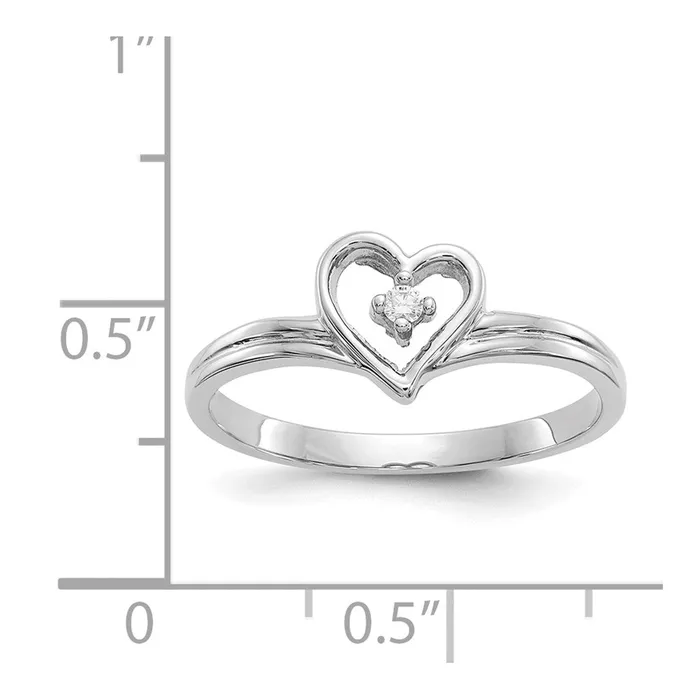 Rings 14k White Gold Polished AA Diamond Heart Ring Goldia