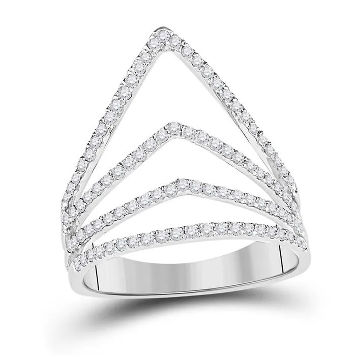 Rings 14k White Gold Round Diamond Chevron Fashion Ring 38 Cttw gndatlanta Rings 14k White Gold Round Diamond Chevron Fashion Ring 38 Cttw gndatlanta