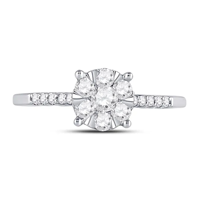 Rings 14k White Gold Round Diamond Flower Cluster Ring 12 Cttw gndatlanta Rings 14k White Gold Round Diamond Flower Cluster Ring 12 Cttw gndatlanta