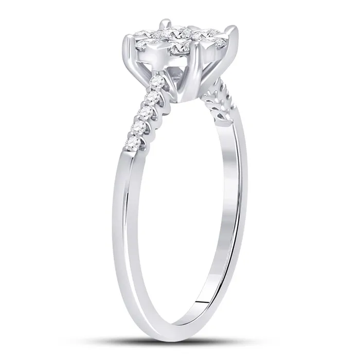 Rings 14k White Gold Round Diamond Flower Cluster Ring 12 Cttw gndatlanta
