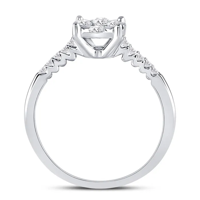 Rings 14k White Gold Round Diamond Flower Cluster Ring 12 Cttw gndatlanta