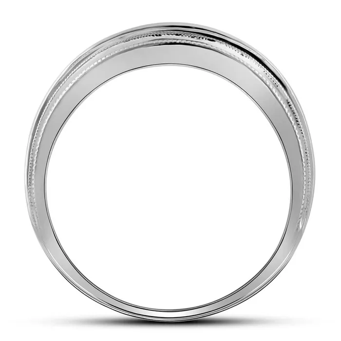 Rings 14k White Gold Round Diamond Wedding Milgrain Band Ring 12 Cttw gndatlanta