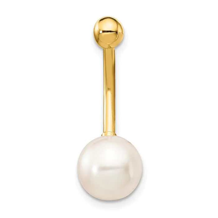 Rings 14k Yellow Gold 14 Gauge 8mm Freshwater Cultured Pearl Belly Ring Goldia