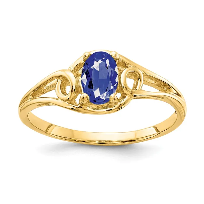 Rings 14k Yellow Gold 6x4mm Oval Tanzanite ring Goldia