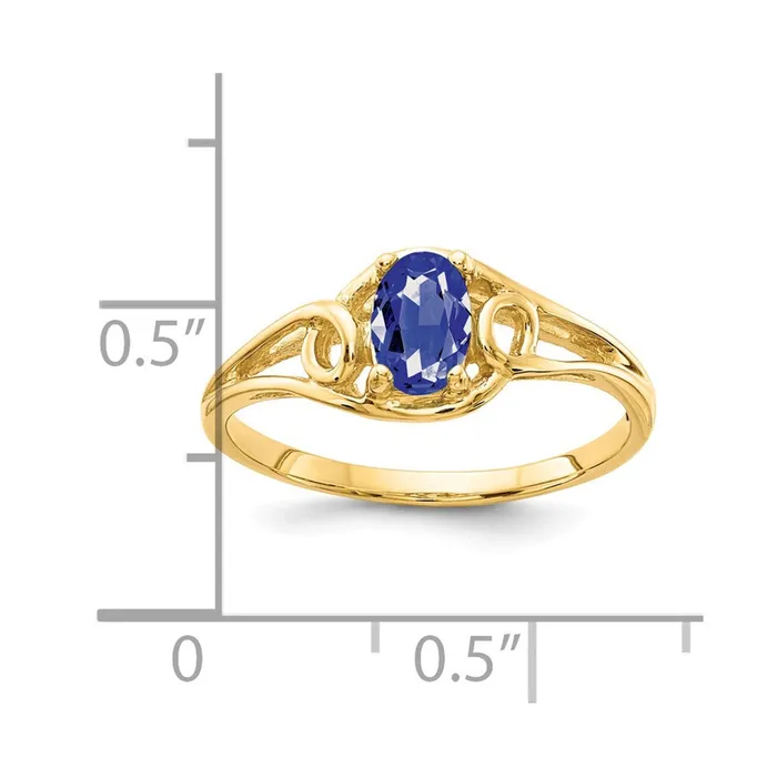 Rings 14k Yellow Gold 6x4mm Oval Tanzanite ring Goldia