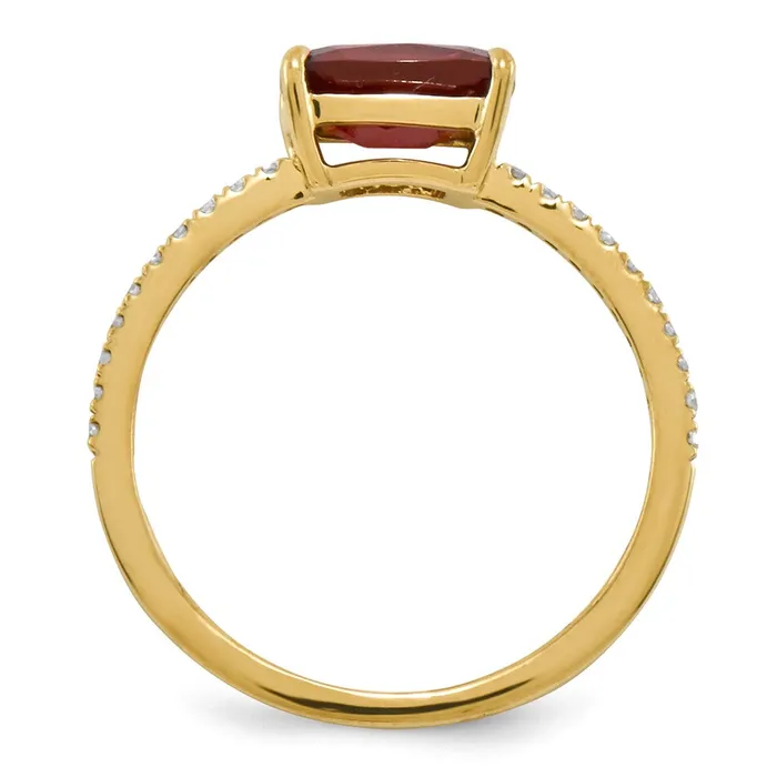 Rings 14K Yellow Gold Real Diamond and Garnet Square Ring Goldia
